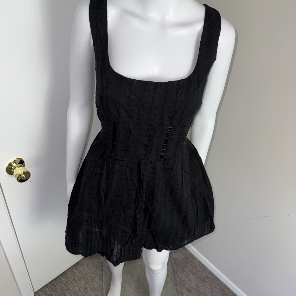 Commense Sleeveless Mini‎ Dress Corset Style Square Neck Party Cocktail Black L - Picture 5 of 15